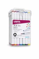 Marcador Artístico Arts Duo 2 Pontas Renk Profissional - Com 24 unidades
