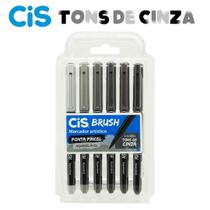Marcador Artístico Brush Aquarelável 6 Cores Tons De Cinza Cis