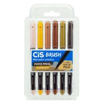 Marcador Artístico Brush Aquarelável com 6 Tons de Pele - Cis