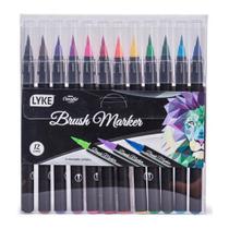 Marcador Artístico Brush Marker 12 Cores LYKE Marcador Artístico Brush Marker 12 Cores LYKE