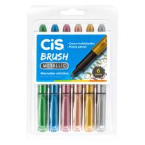 Marcador Artístico Brush Metallic com 6 Cores - Cis