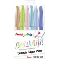 Marcador Artistico Brush Sign Pen 6 Cores Pastel