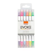 Marcador Artístico BRW Evoke Dual Brush Pen Neon com 6 Unidades 0,4mm - BP1005