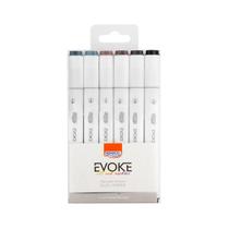 Marcador Artístico Brw Evoke Dual Marker 6 Cores Tons Cinza