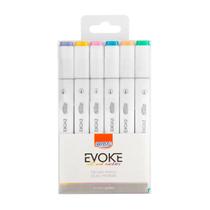 Marcador Artístico Brw Evoke Dual Marker com 6 Cores Pastéis
