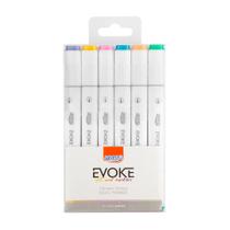 Marcador Artístico BRW Evoke Dual Marker com 6 Cores Pastel DM0602