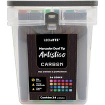 Marcador Artístico Carbon Line Dual TIP 24 Cores com Estojo