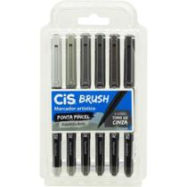 Marcador Artístico Cis Brush 6 Tons Cinza - Sertic