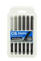 Marcador Artístico CiS Brush Aquarelável 6 Cores Tons Cinza