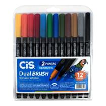 Marcador Artístico Cis Dual Brush Aquarelável 12 Cores Marcador Artístico Cis Dual Brush Aquarelável 12 Cores