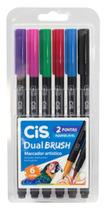 Marcador Artístico CiS Dual Brush Aquarelável 6 Cores