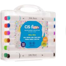 Marcador Artistico CIS FLOW 12 Cores Estojo Marcador Artistico CIS FLOW 12 Cores Estojo