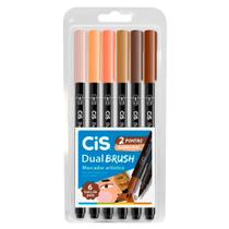 Marcador Artístico Dual Brush Aquarelável 6 Cores Tons de Pele - Cis