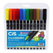 Marcador Artístico Dual Brush Aquarelável com 24 cores - Cis