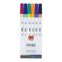 Marcador artístico dual magic brush pen 6 cores BRW Marcador artístico dual magic brush pen 6 cores BRW