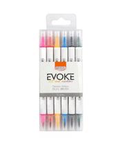 Marcador Artístico Evoke Dual Brush Neon Blister Com 6 Cores