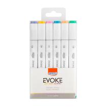 Marcador Artístico EVOKE Dual Marker 6 CORES PASTEL DM0602