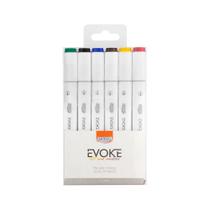 Marcador Artístico Evoke Dual Marker Cores Básicas 6 Cores