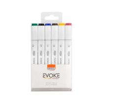 Marcador artístico evoke dual marker estojo 6 cores cores basicas dm0601