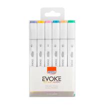 Marcador Artístico Evoke Dual Marker - Estojo 6 Cores - Pastel Marcador Artístico Evoke Dual Marker - Estojo 6 Cores - Pastel