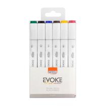 Marcador Artístico Evoke Dual Marker - Estojo com 6 cores