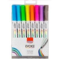 Marcador Artistico Evoke Out Line com 8 Cores - Brw