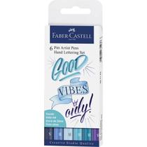 Marcador Artístico Faber Castell Pitt Hand Lettering Tons de Azul Com 06