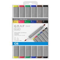 Marcador Artístico Graf Duo Brush 6 Cores Básicas - Cis Marcador Artístico Graf Duo Brush 6 Cores Básicas - Cis