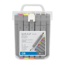 Marcador Artístico Graf Duo Brush Estojo com 36 Cores - Cis