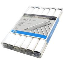 Marcador Artístico Graf Duo Duas Pontas CiS 6 Tons de Cinza