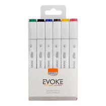 Marcador Artístico Ponta Dupla Dual Blister c/ 6 Cores - Evoke Pintura Bobbie Goods Ohuhu Touch