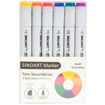 Marcador Artístico Profissional Marker Sinoart 0140 - 06 Cores Tons Secundários - SFB0140 (E)