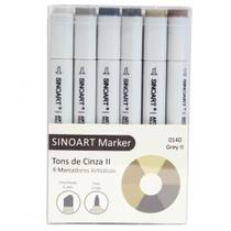 Marcador Artístico Sinoart Marker 06 Tons de Cinza II Marcador Artístico Sinoart Marker 06 Tons de Cinza II