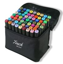 Marcador Artístico Touch canetinha escolar 60 cores com Bolsa