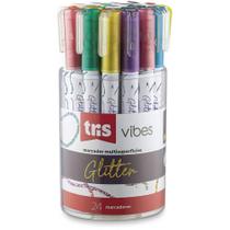 Marcador Artístico TRIS Vibes 8 Cores com Glitter Pote com 24 Marcador Artístico TRIS Vibes 8 Cores com Glitter Pote com 24