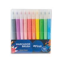 Marcador Brush Aquarelável Tons Pastel 10 Cores Pegada Ergonômica