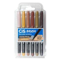 Marcador Brush Pen CIS estojo com 6 tons de pele