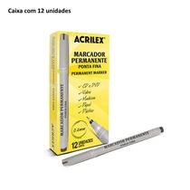Marcador (caneta) Permanente Ponta Fina VERMELHA Acrilex - Caixa com 12 - Escreve CD vidro madeira papel plástico 06210