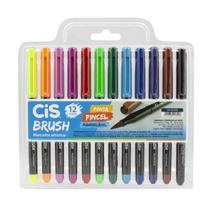 Marcador Cis Brush Estojo Sortido Com 12 - Cis