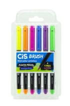 Marcador cis brush neon estojo com 6 cores Marcador cis brush neon estojo com 6 cores