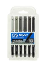 Marcador cis brush tons de cinza estojo com 6 cores