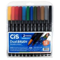 MARCADOR CIS DUAL BRUSH Aquarelável SORTIDO Estojo c/12 CIS 56.7200