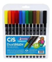 MARCADOR CIS DUAL BRUSH Aquarelável SORTIDO Estojo c/24 CIS 58.0200
