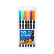 Marcador Cis Dual Brush Neon 06 Cores