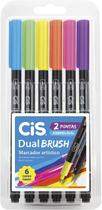 Marcador Cis Dual Brush Neon - estojo 6 cores
