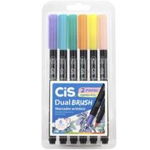 Marcador Cis Dual Brush Pastel - estojo 6 cores