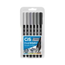 Marcador Cis Dual Brush Tons Cinza 06 Cores