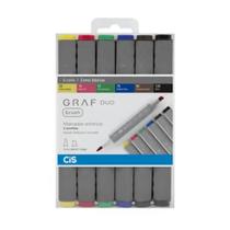 Marcador Cis Graf Duo Brush Cores Básicas 06 Cores Marcador Cis Graf Duo Brush Cores Básicas 06 Cores
