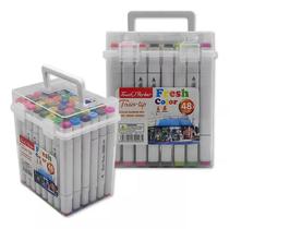 Marcador colorido 48 cores caixa acrilica 48 cores