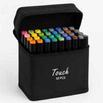 Marcador Colorido Canetinha Com 48 Pçs e Estojo Organizador